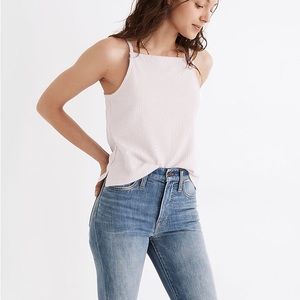 Madewell Seersucker Apron White Tank Top - Small